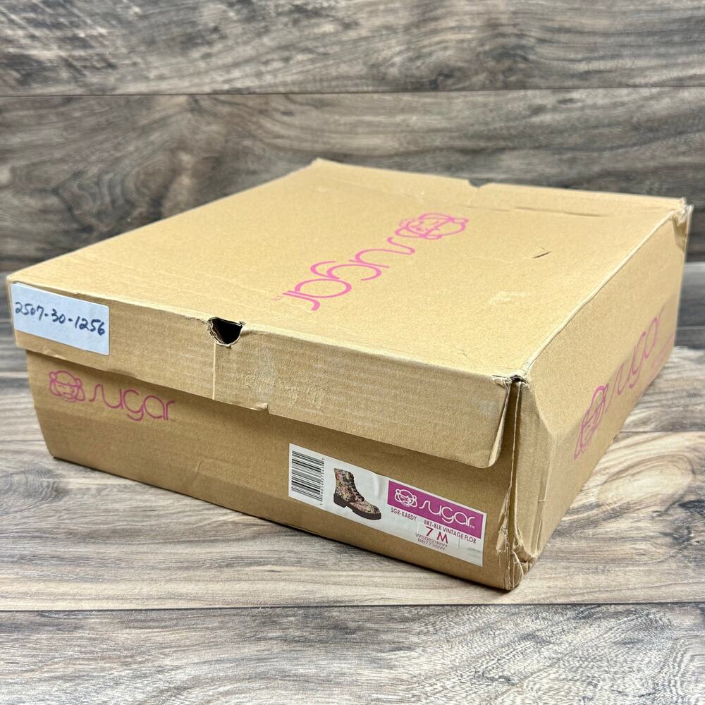 NIB Sugar Kaedy Black Vintage Floral Combat Boots Booties 7M - Picture 11 of 11
